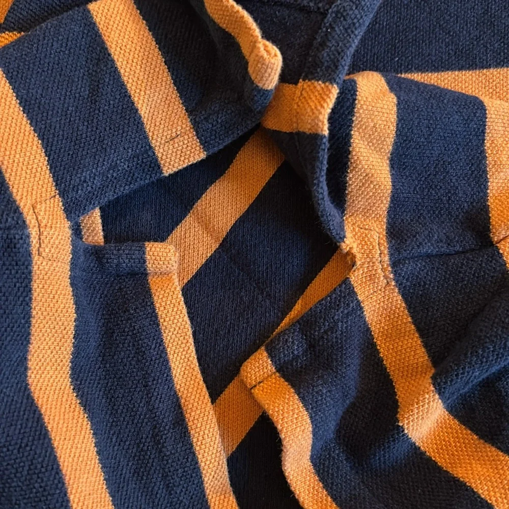 Ralph Lauren Orange and Blue Striped Polo Shirt Boys Large 16/18